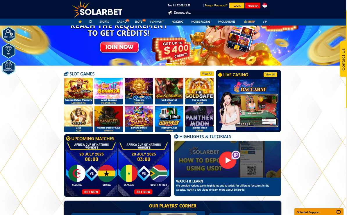 Solarbet Website Page